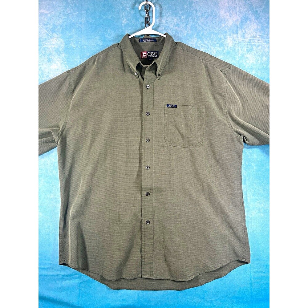 Chaps Ralph Lauren Men's XL Green Check Woven Long Sleeve Button-Down sport